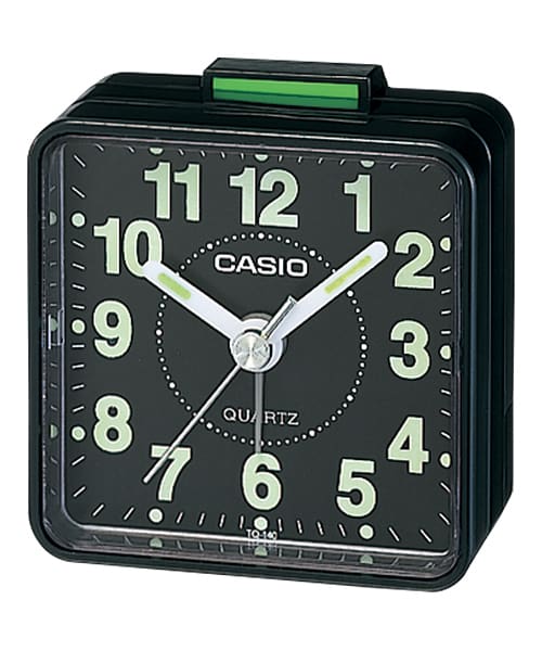 CASIO ALARM CLOCK BLACK FACE WITH BLACK CASE. TQ140-1D