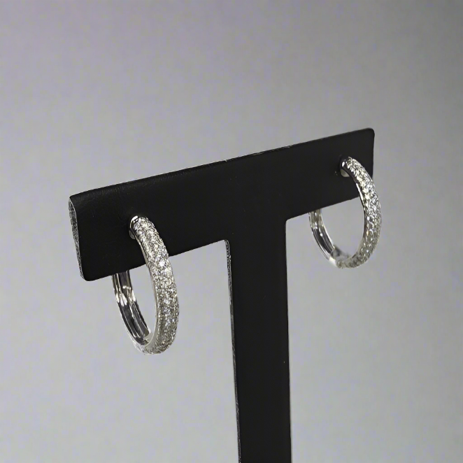 9CT WHITE GOLD DIAMOND HUGGIE EARRINGS