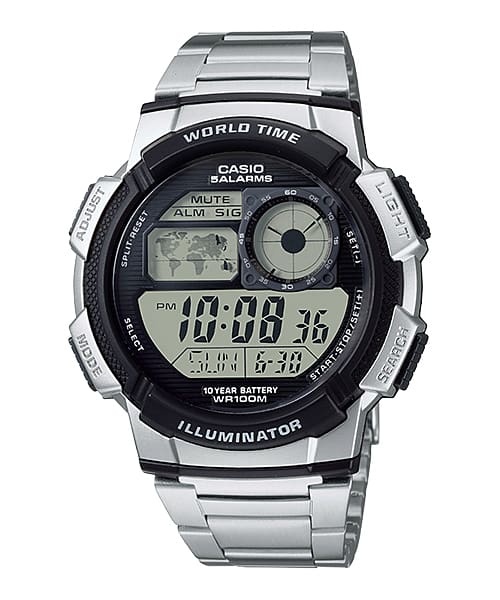 CASIO SPORTS DIGITAL WATCH STAINLESS STEEL BAND. AE1000WD-1