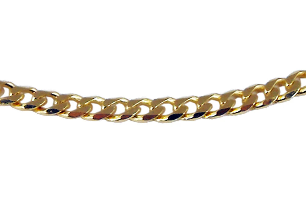 9CT YELLOW GOLD SOLID CURB 50CM X 2.1MM WIDE CHAIN.