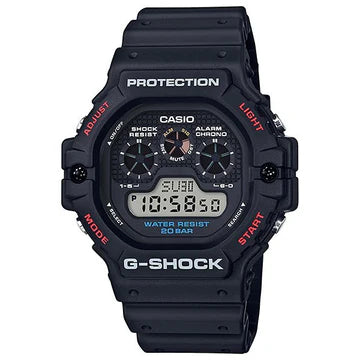 CASIO G-SHOCK DIGITAL WATCH BLACK FACE BLACK RESIN BAND. DW5900-1D