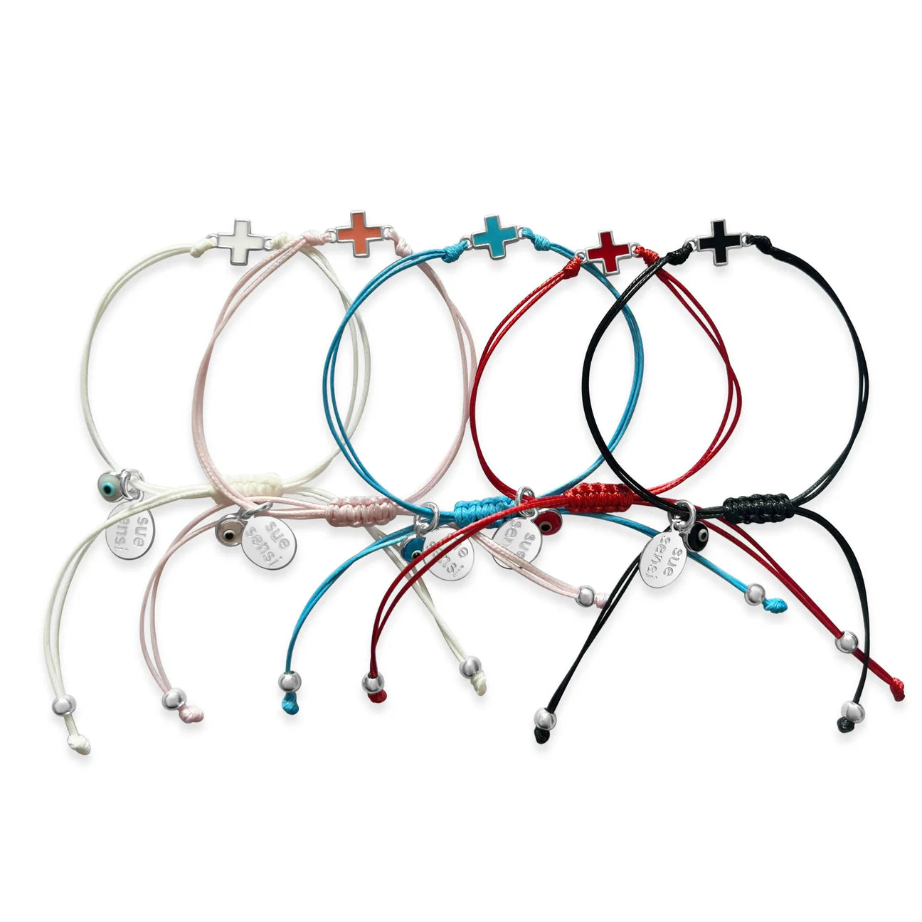 SUE SENSI RADIANT HOPE PINK CORD BRACELET WITH PINK CROSS