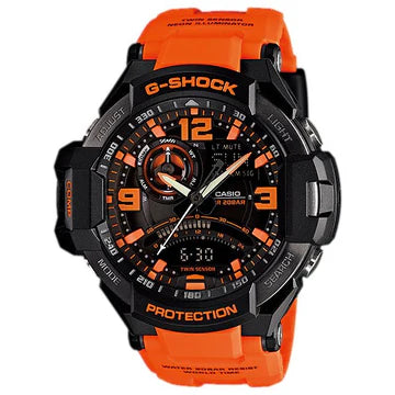 CASIO G-SHOCK WATCH GRAVITY TWIN SENSOR ORANGE RESIN BAND. GA1000-4A