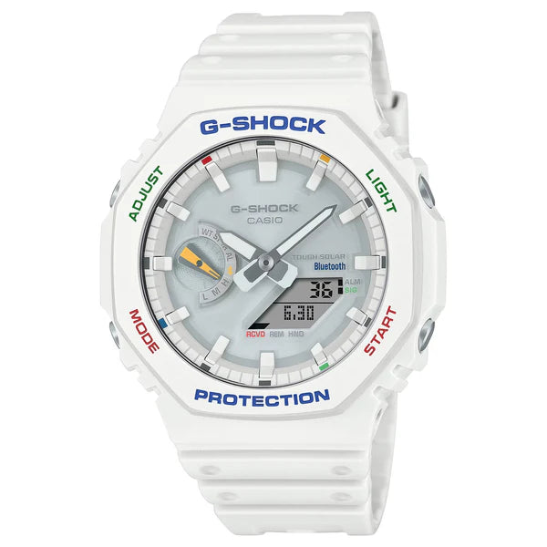 G-SHOCK DUO MULTI COLOUR 200M WR, SHOCK RESISTANT WHITE RESIN BAND. GAB2100FC-7A