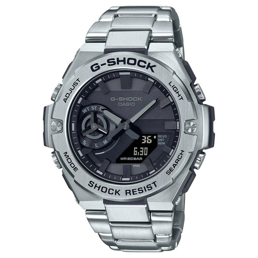 G-SHOCK DUO BLACK FACE STAINLESS STEEL BAND. GSTB500D01A1