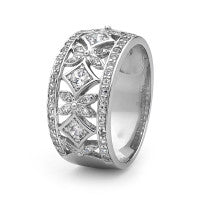 STERLING SILVER 10MM CUBIC ZIRCONIA FANCY RING.