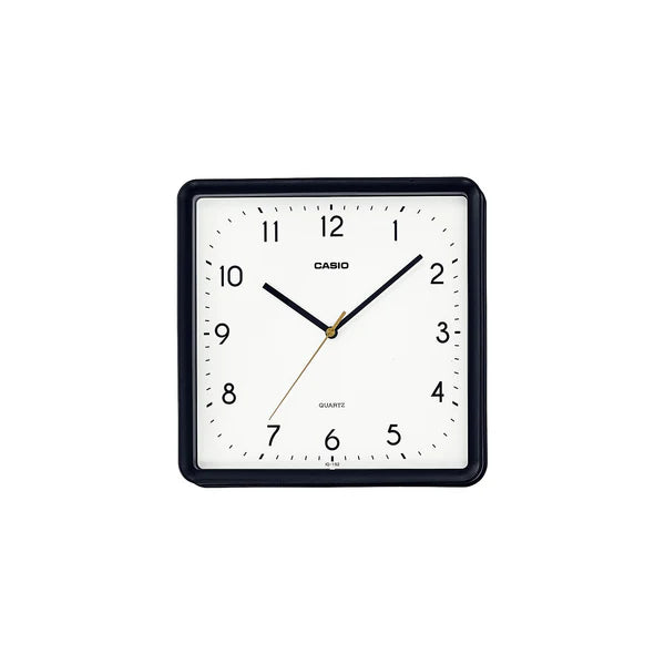 CASIO WALL CLOCK SQUARE BLACK CASE WHITE FACE. IQ152-1D
