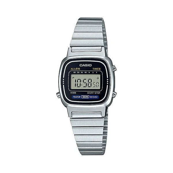 CASIO DIGITAL WATCH STAINLESS STEEL BAND. LA670WA-1UR