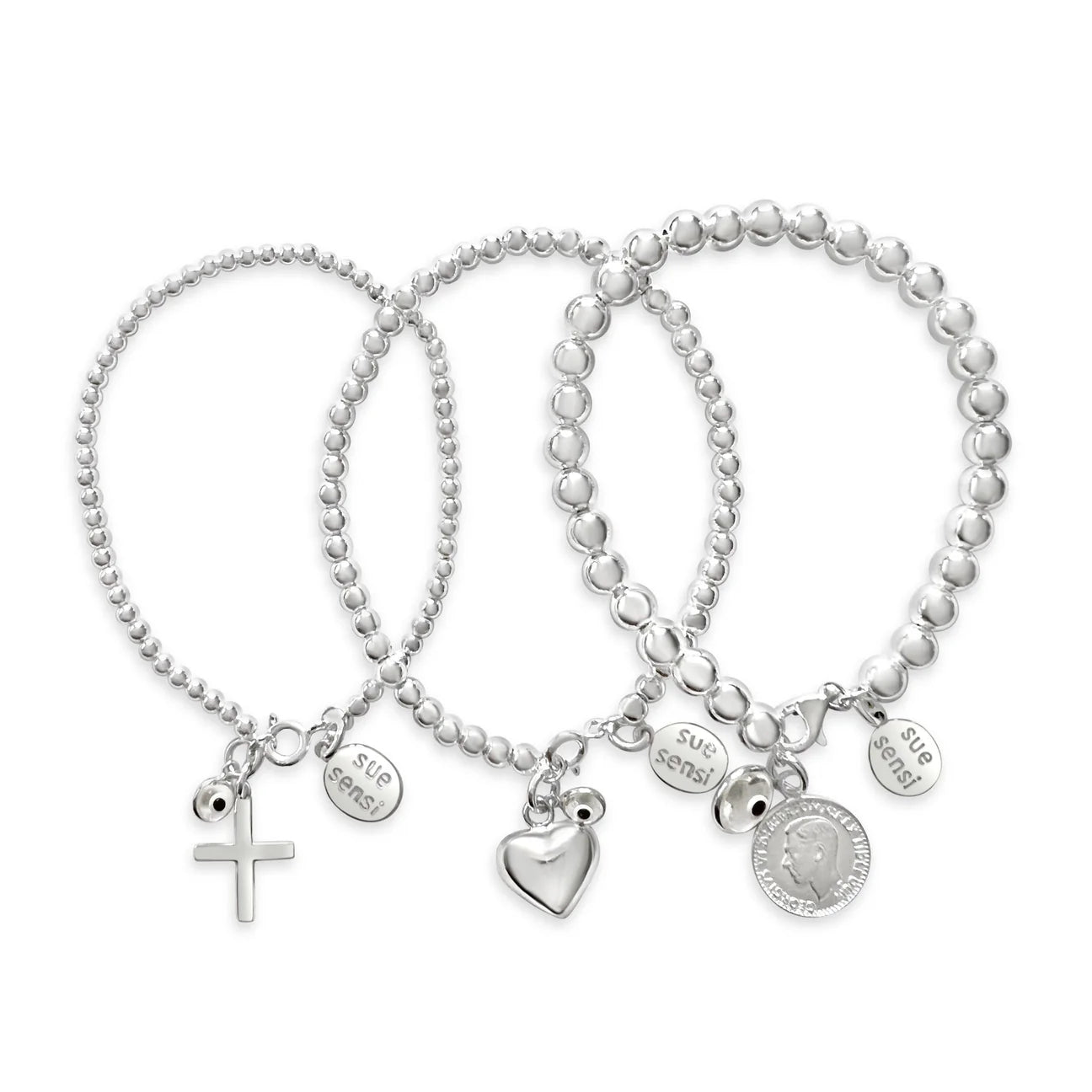 SUE SENSI STERLING SILVER 3MM BALL LIFESTYLE BRACELET.