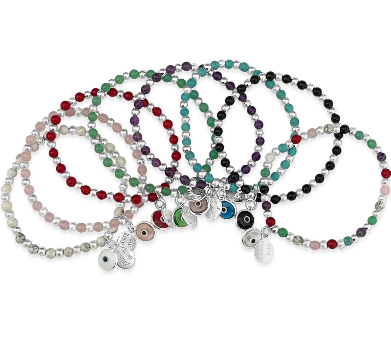 SUE SENSI STERLING SILVER AND ONYX BALL LOVE ENERGY BRACELET.
