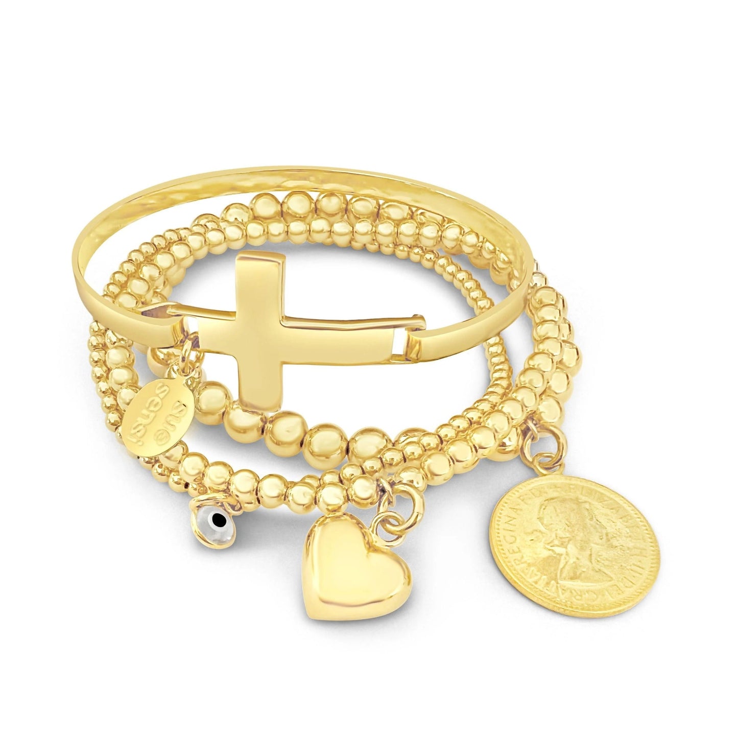SUE SENSI 18CT GOLD FILLED LOVE TRULY BRACELET SET