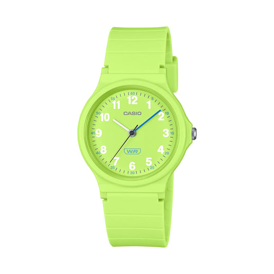CASIO WATCH ANALOGUE GREEN FACE AND RESIN BAND. LQ24B-3B