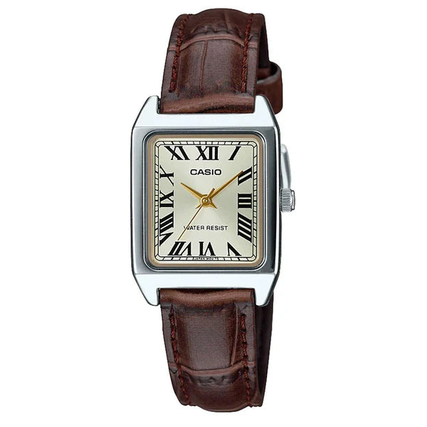 CASIO LADIES SILVER COLOUR ANALOGUE ROMAN NUMERALS RECTANGLE WATCH.