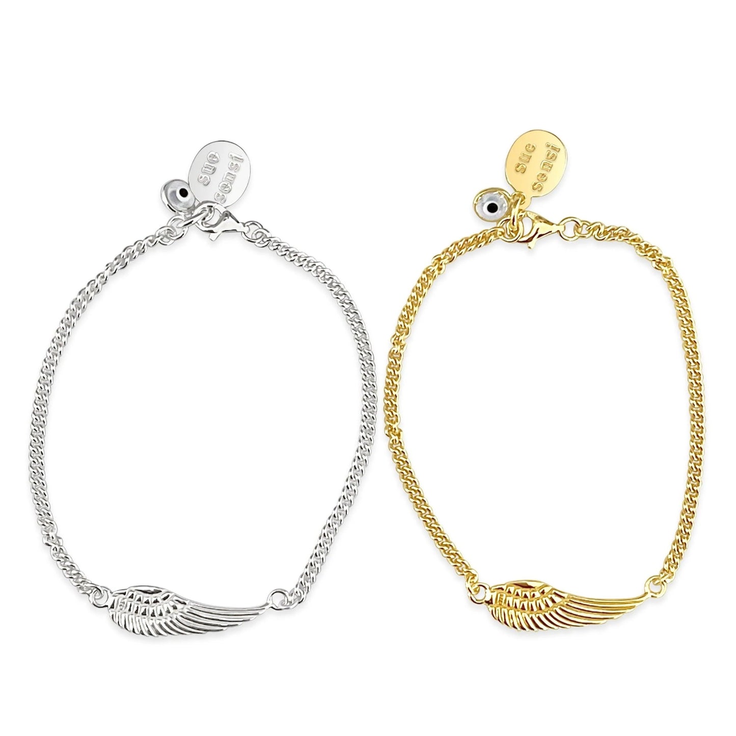 SUE SENSI STERLING SILVER 18CT GOLD PLATED MY ANGEL WING BRACELET
