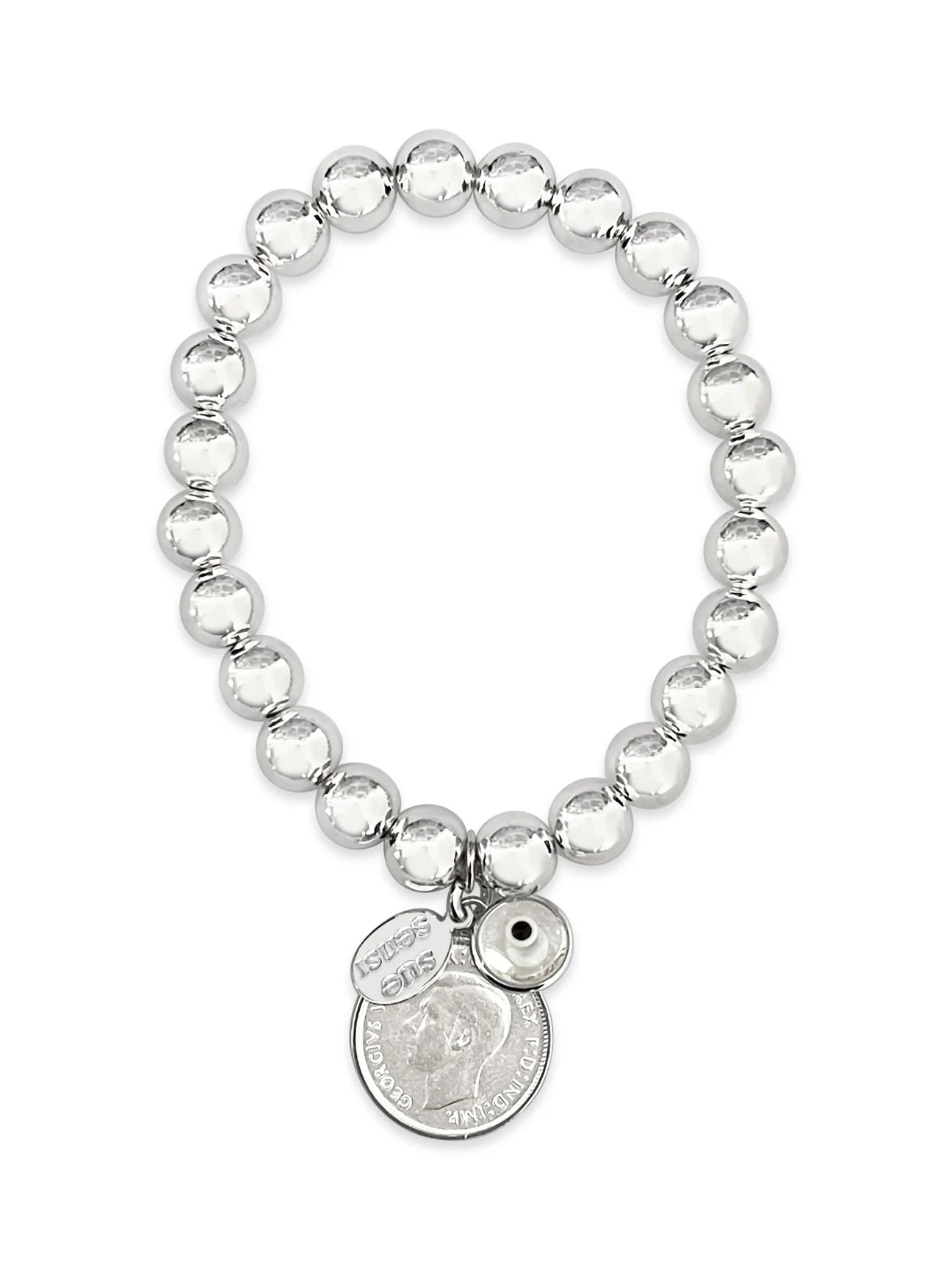 SUE SENSI STERLING SILVER 6MM PRETTY WOMAN BRACELET WITH COIN ALDO Jewellers