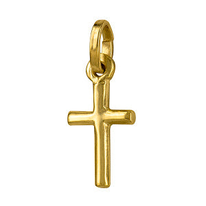 9CT YELLOW GOLD SMALL 15 X 8MM TUBULAR CROSS PENDANT.