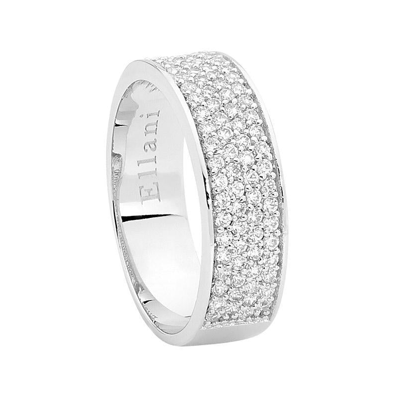 ELLANI STERLING SILVER PAVE SET CUBIC ZIRCONIA RING. R466