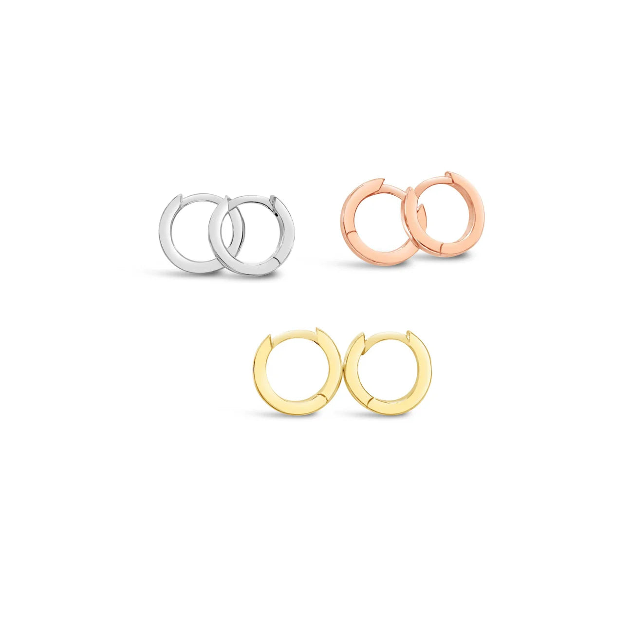 SUE SENSI STERLING SILVER GOLD PLATED SHINING THROUGH HUGGIE EARRINGS.