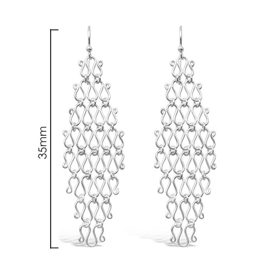 STERLING SILVER MESH HOOK EARRINGS.