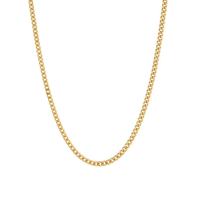 9CT YELLOW GOLD ITALIAN IMPORTED SOLID 50CM X 1MM WIDE CURB CHAIN.