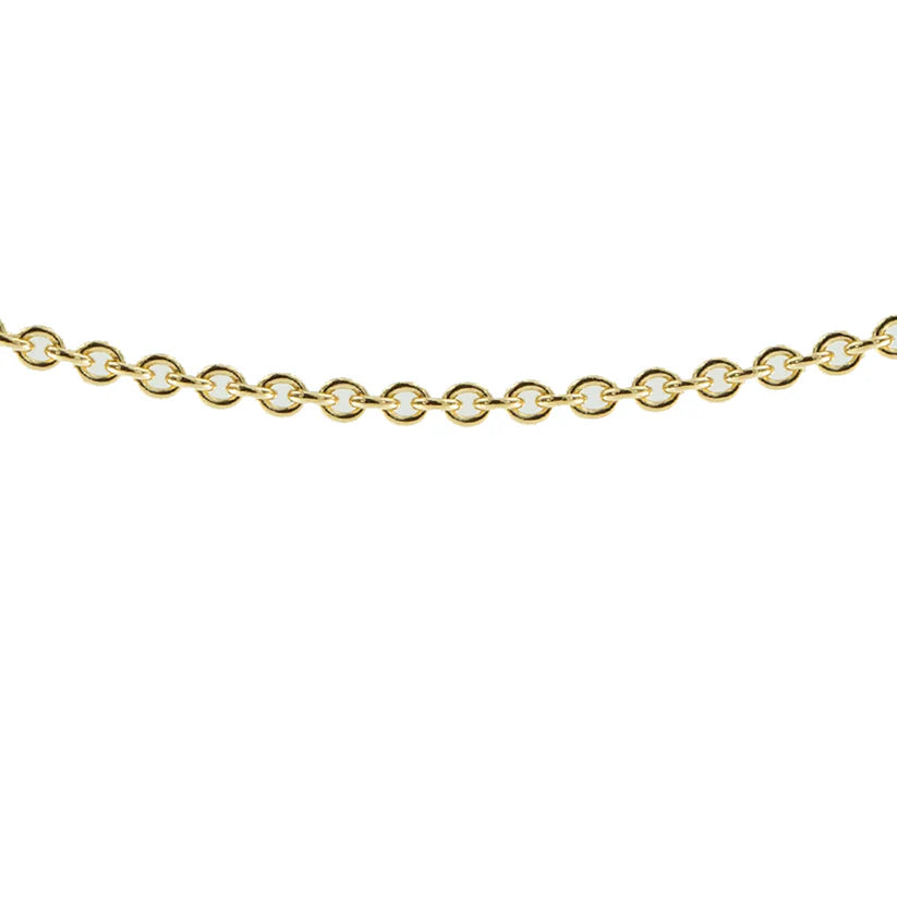 9CT YELLOW GOLD ITALIAN OVAL LINK 42-45CM X 1.1MM CHAIN 1.93GRAMS.