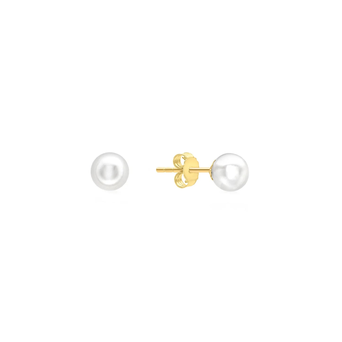 9CT YELLOW GOLD 5MM WHITE FRESHWATER PEARL STUD EARRINGS