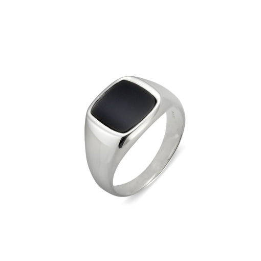 STERLING SILVER 10 X 10MM ONYX SIGNET RING