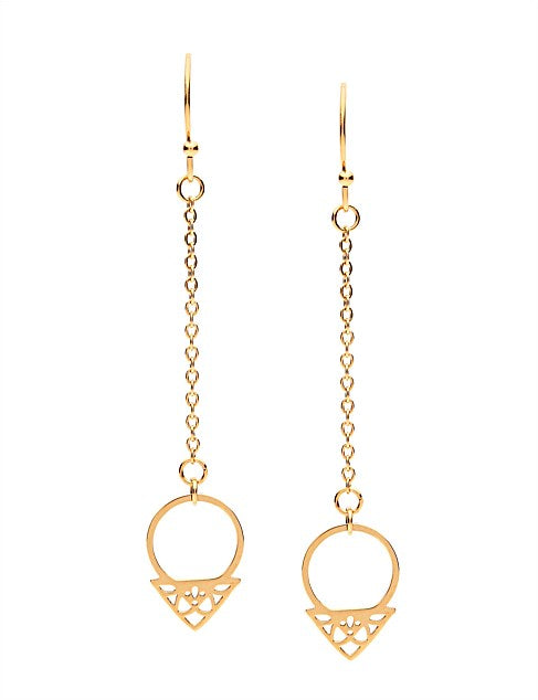 PASTICHE STAINLESS STEEL GOLD PLATED INTO THE SEA FANCY DROP EARRINGS.