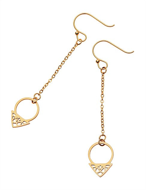 PASTICHE STAINLESS STEEL GOLD PLATED INTO THE SEA FANCY DROP EARRINGS.