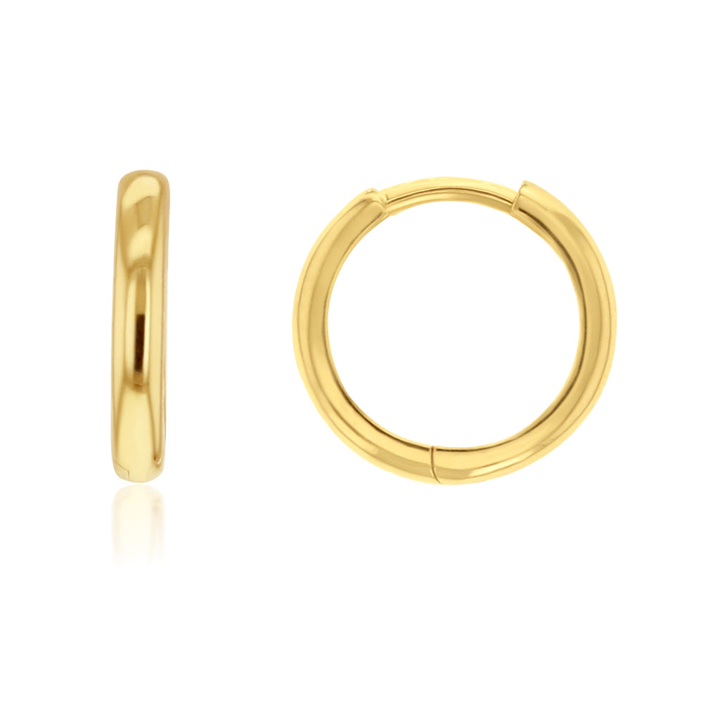 18CT YELLOW GOLD IMPORTED PLAIN HUGGIE EARRINGS