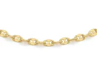 9CT YELLOW GOLD IMPORTED 19CM MARINER LINK BRACELET.