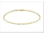 9CT YELLOW GOLD IMPORTED 5.5MM X 2.2MM PAPERCLIP BRACELET.
