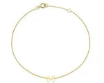 9CT YELLOW GOLD 5MM INITIAL M 15.5-17.5CM FINE BRACELET.