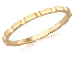 9CT YELLOW GOLD SOLID 1.4MM BRICK STACKER RING.