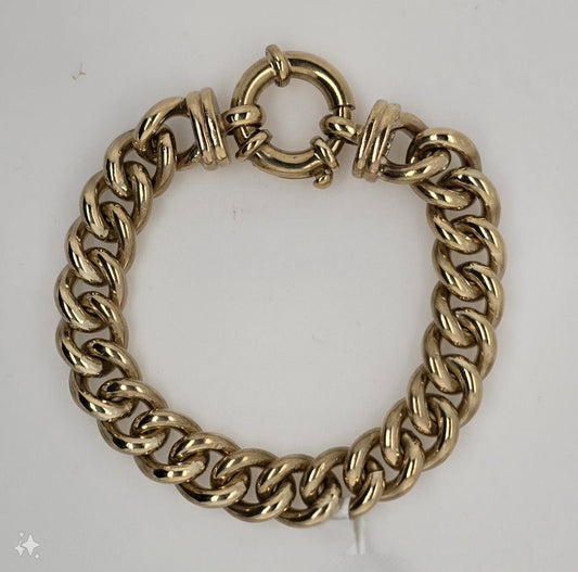 9CT YELLOW GOLD 20CM 71.5G SOLID CURB BRACELET