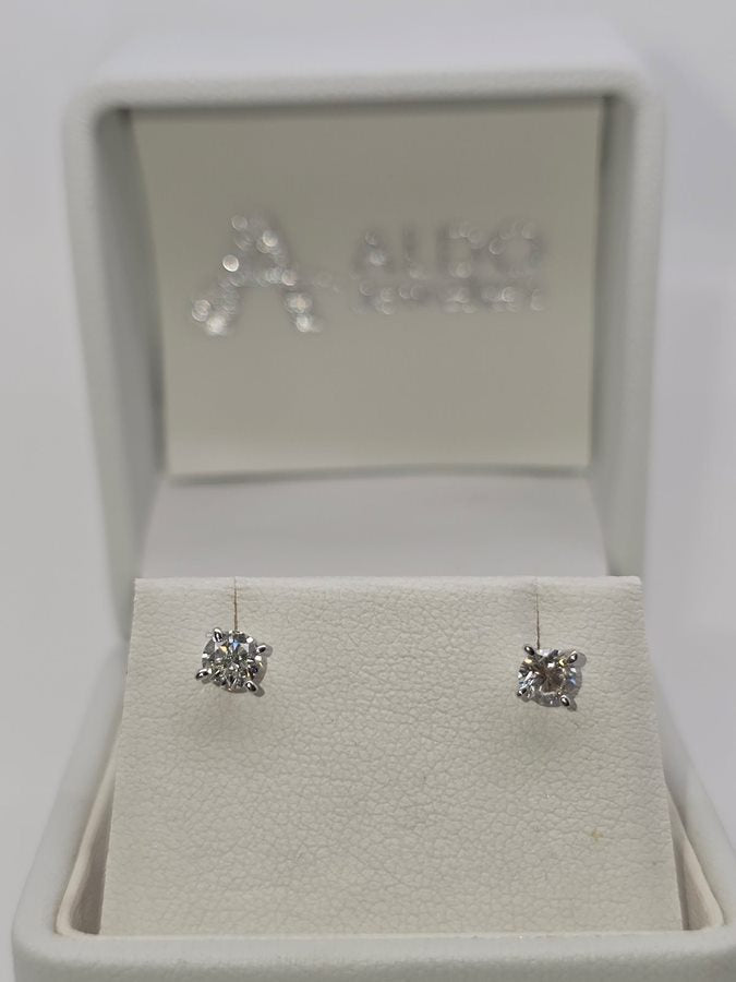 9CT WHITE GOLD 4 CLAW DIAMOND STUD EARRINGS