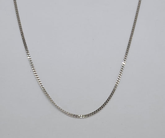 9CT WHITE GOLD ITALIAN DIAMOND CUT CURB CHAIN.