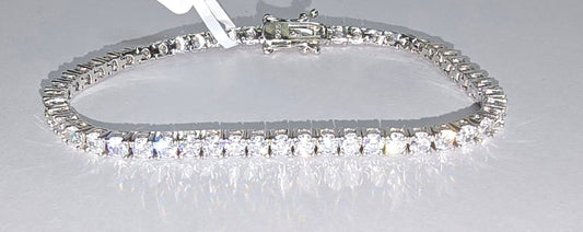 STERLING SILVER ROUND CUBIC ZIRCONIA TENNIS BRACELET