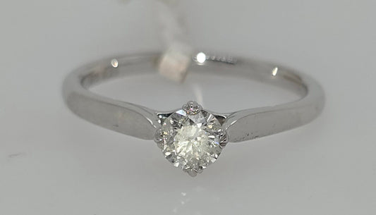 9CT WHITE GOLD CLAW SET DIAMOND SOLITAIRE RING .