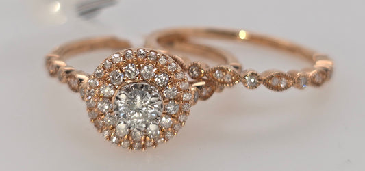 10CT ROSE GOLD DIAMOND RING SET