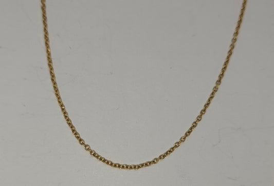 9CT YELLOW GOLD ITALIAN OVAL LINK 42-45CM CHAIN 1.86GRAMS.