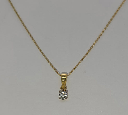 18CT YELLOW GOLD ROUND BRILLIANT CUT DIAMOND PENDANT