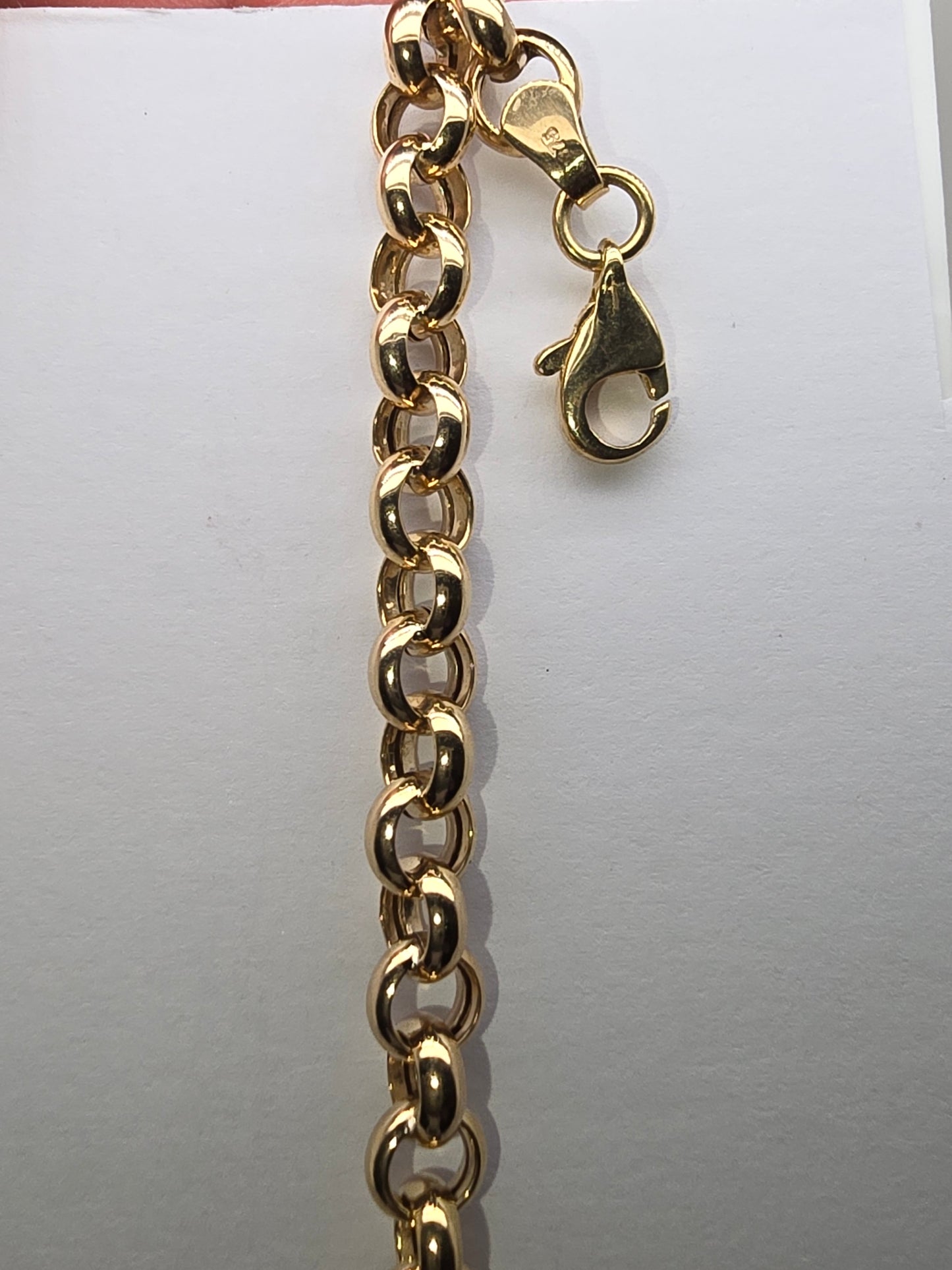 9CT YELLOW GOLD 19cm BELCHER BRACELET