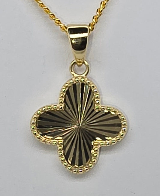 9CT YELLOW GOLD 4 LEAF CLOVER PENDANT