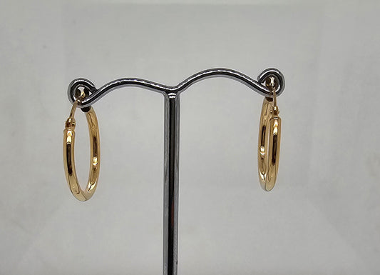 9CT YELLOW GOLD 2 X 15MM HOOP EARRINGS