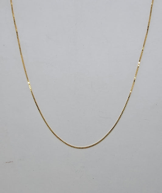 9CT YELLOW GOLD 40CM BOX CHAIN.