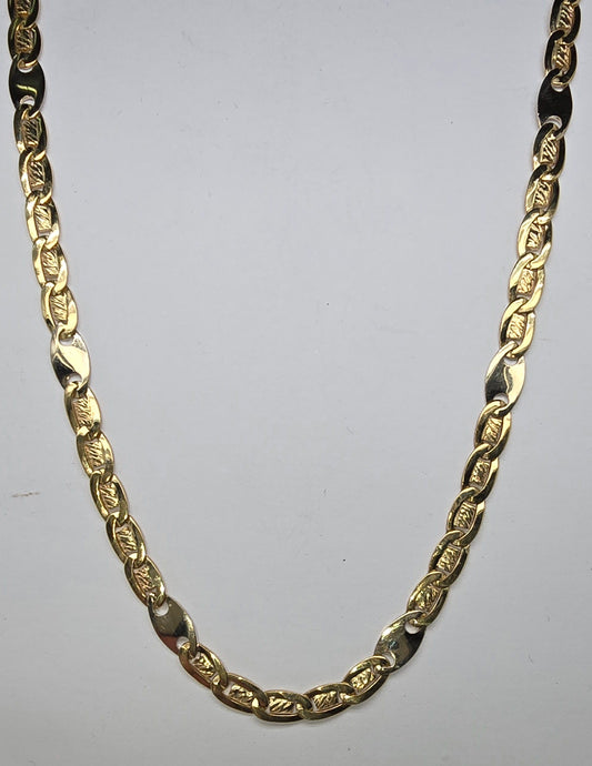 9CT TWO-TONE ITALIAN IMPORTED FANCY LINK AND BAR 45CM NECKLACE 8.5GRAMS