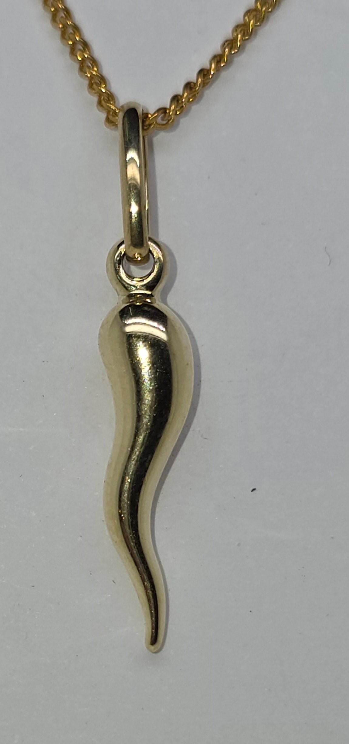 9CT YELLOW GOLD ITALIAN IMPORTED 18MM CHILLI PENDANT.