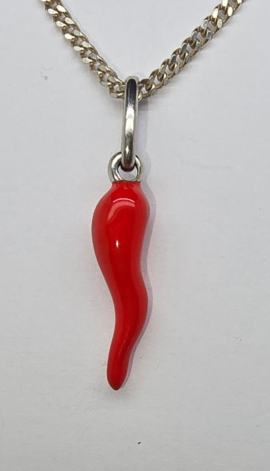 STERLING SILVER IMPORTED 18MM RED CHILLI PENDANT