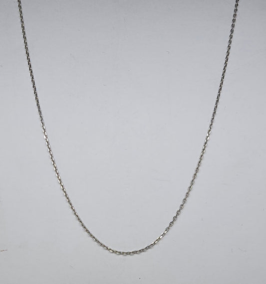 9CT WHITE GOLD IMPORTED ITALIAN OVAL LINK 42CM 0.95GRAMS CHAIN.